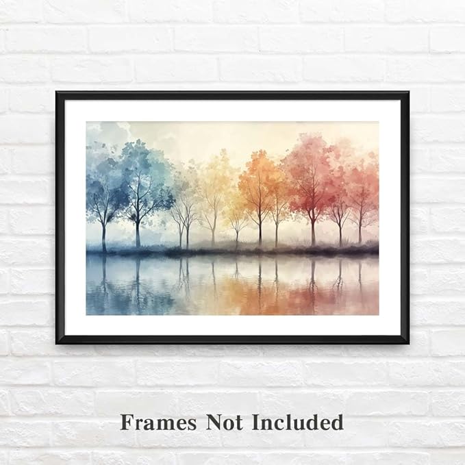 Yesad Trees Pictures, Abstract Wall Art Watercolor Tree Prints Artwork Nature Canvas Painting Landscape Poster Botanical Wall Décor for Living Room Bedroom Office Farmhouse (Unframed,36”x24”, Tree9)