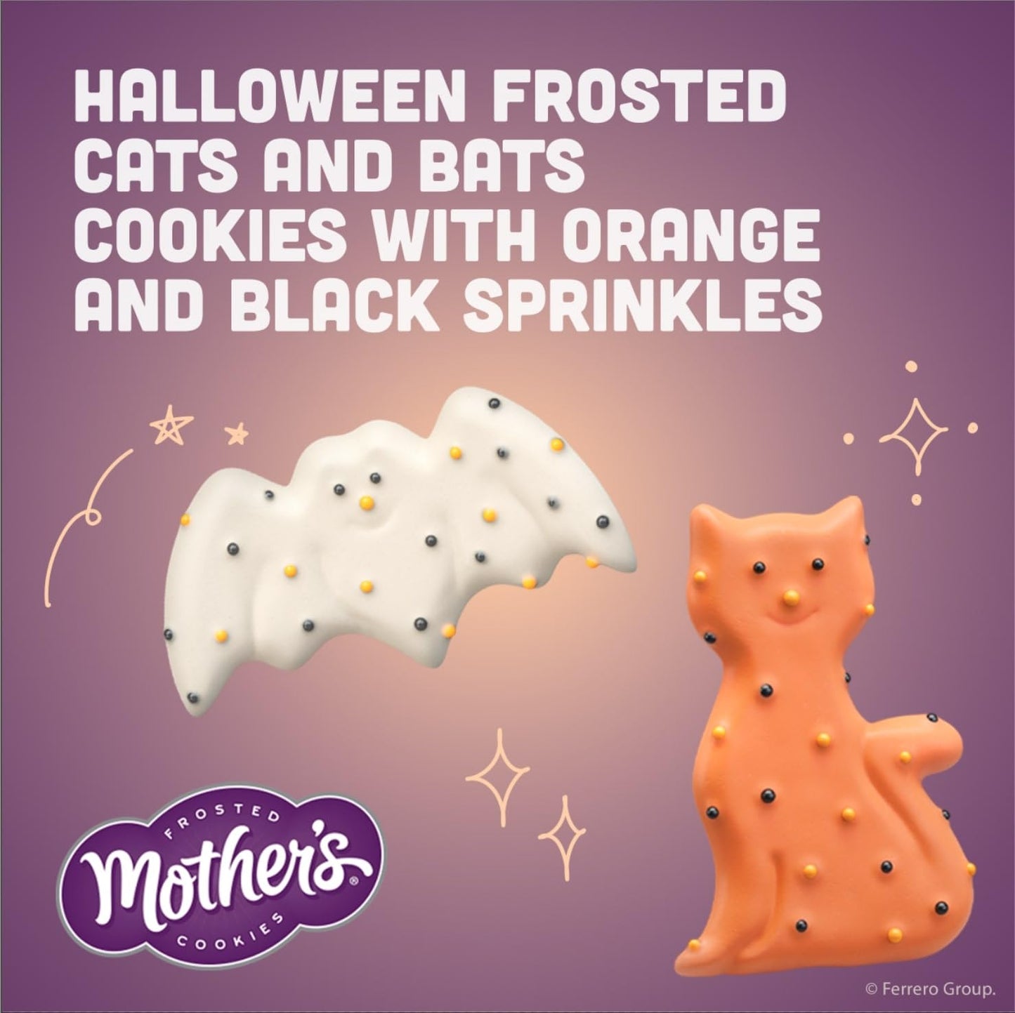 Mother’s Circus Halloween Animal Cookies, Snack Pack Halloween Treats for Kids, Individually Wrapped Halloween Cookies, Cats and Bats Frosted Animal Cookies with Sprinkles, 30ct Box
