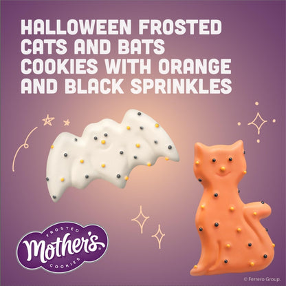 Mother’s Circus Halloween Animal Cookies, Snack Pack Halloween Treats for Kids, Individually Wrapped Halloween Cookies, Cats and Bats Frosted Animal Cookies with Sprinkles, 30ct Box