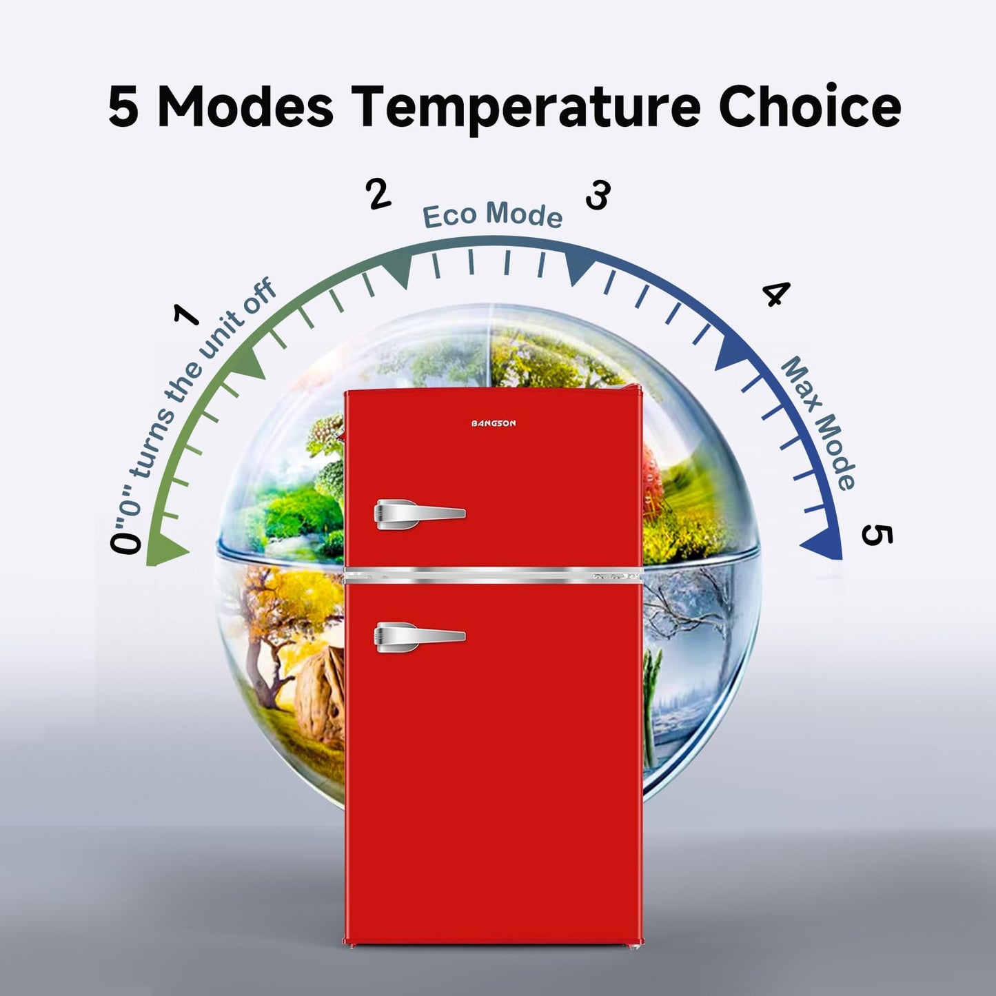 BANGSON Mini Fridge with Freezer, 3.2 CU.FT Small Refrigerator with Freezer, Door Handle, Bottle Opener, For Bedroom, Dorm, Office, Home, Garage or RV, R-600a (Red)