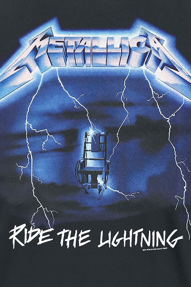 Metallica Men's Ride The Lightning Tracks BL_TS: M T-Shirt, Black (Black Black), Medium (Size:Medium)