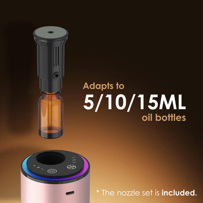 Waterless Essential Oil Diffuser, Diffuser,Portable Aromatherapy Diffuser,Light Show,3 Countdown Timers & 3 Mist Levels for Home, Room, Car, Office (Black)