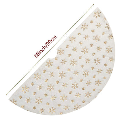 Sattiyrch Christmas Sequin Tree Skirt 36in,White Soft Thick with Golden Snowflakes Decorations for 5FT 6FT 7FT Xmas Tree