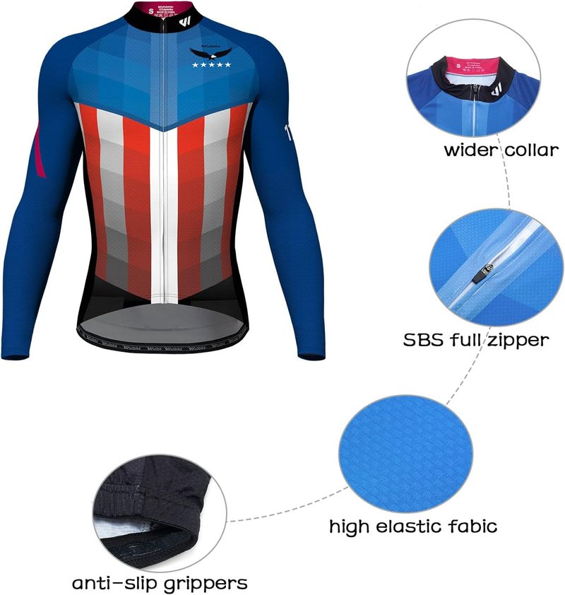 Men's Cycling Jersey - Short Sleeve American Flag Bike Shirt | Full Zip with Pockets