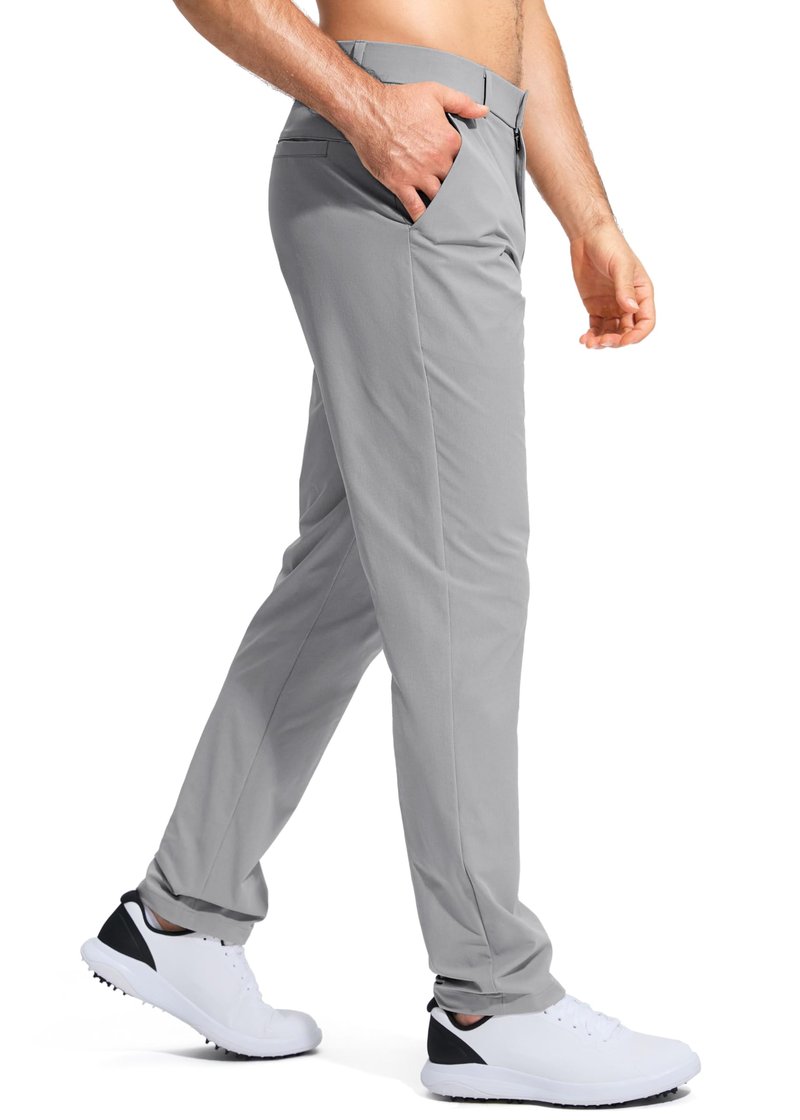 Pudolla Men's Golf Pants Mens Dress Slacks Pants Stretch Work Comfy Pants 30 Quick Dry Casual Trousers with Pockets(Light Grey 36Wx30L)