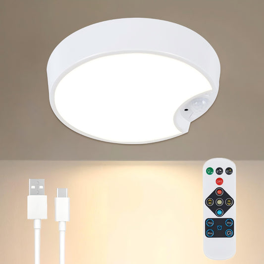 DJBoomy Motion Sensor Ceiling Light Indoor: Rechargeable Wireless Closet Light with Remote for Pantry Hallway Stair Laundry Room