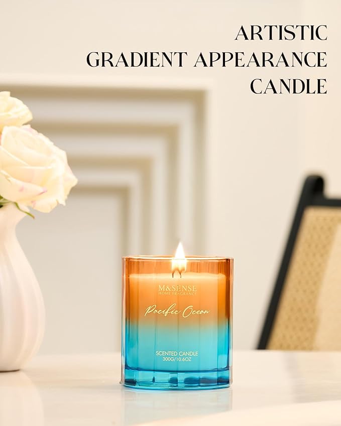 M&SENSE 10.6oz Natural Soy Wax 60-Hour Slow Burning Non Toxic Aromatherapy Candle for Home Decor & Bath Luxury Gifts, Summer Ocean