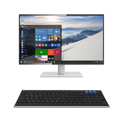 Arteck HB193 Universal Bluetooth Keyboard Multi-Device Stainless Steel Full Size Wireless Keyboard for Windows, iOS, Android, Computer Desktop Laptop Surface Tablet Smartphone Rechargeable Battery