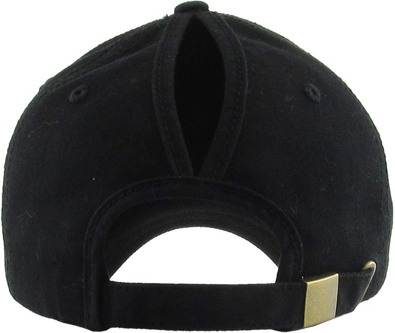 Pony-Classic BLK Classic Plain Ponytail Messy High Bun Headwear Adjustable Cotton Trucker Mesh Glitter Hat Baseball Cap (Adjustable, Black Classic)