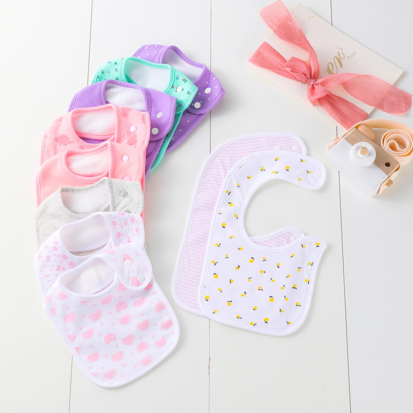 Hakochia Waterproof Baby Bibs Organic Cotton Soft Absorbent Baby Bandana Drool Bibs With Adjustable Snaps for Girls Teething and Drooling 3-36 Months