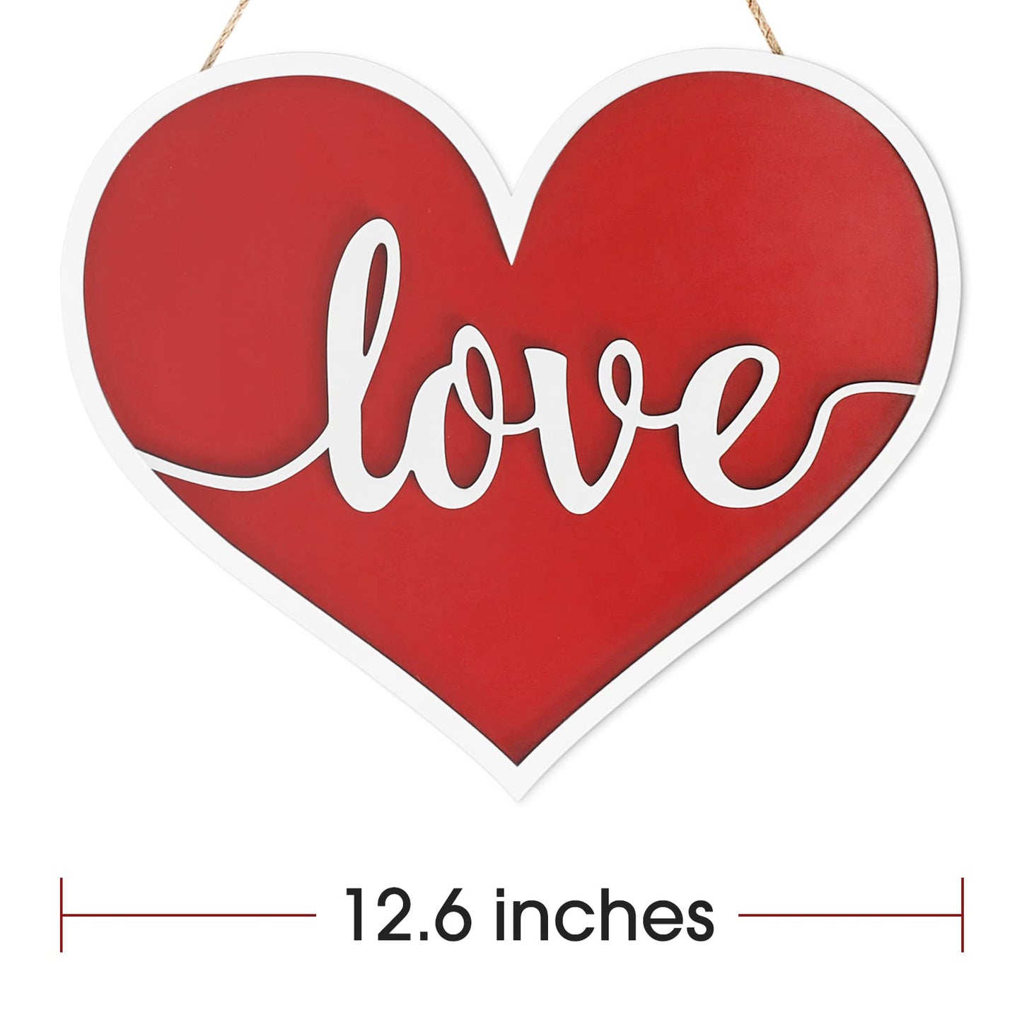 AKEROCK Valentines Day Door Decorations, 3D Heart Shaped Wooden Hanging Sign for Valentines Decorations or Wall Decor
