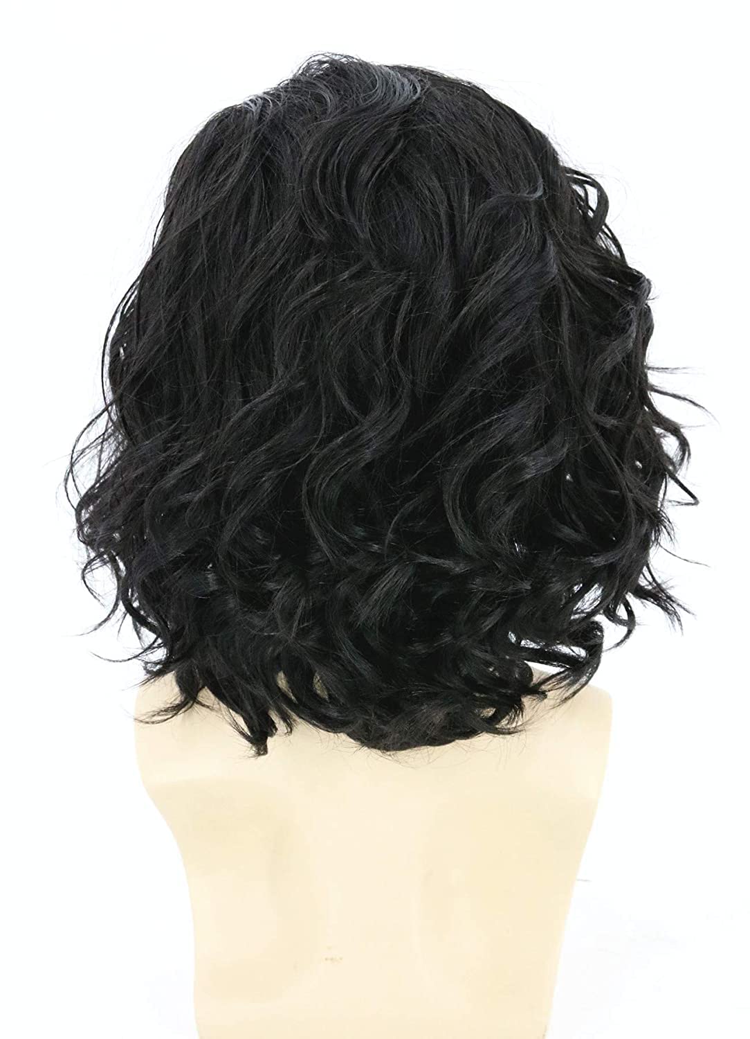 Topcosplay Mens Hair Wig Black Short Curly Fluffy Cosplay Halloween Costume Party Wigs