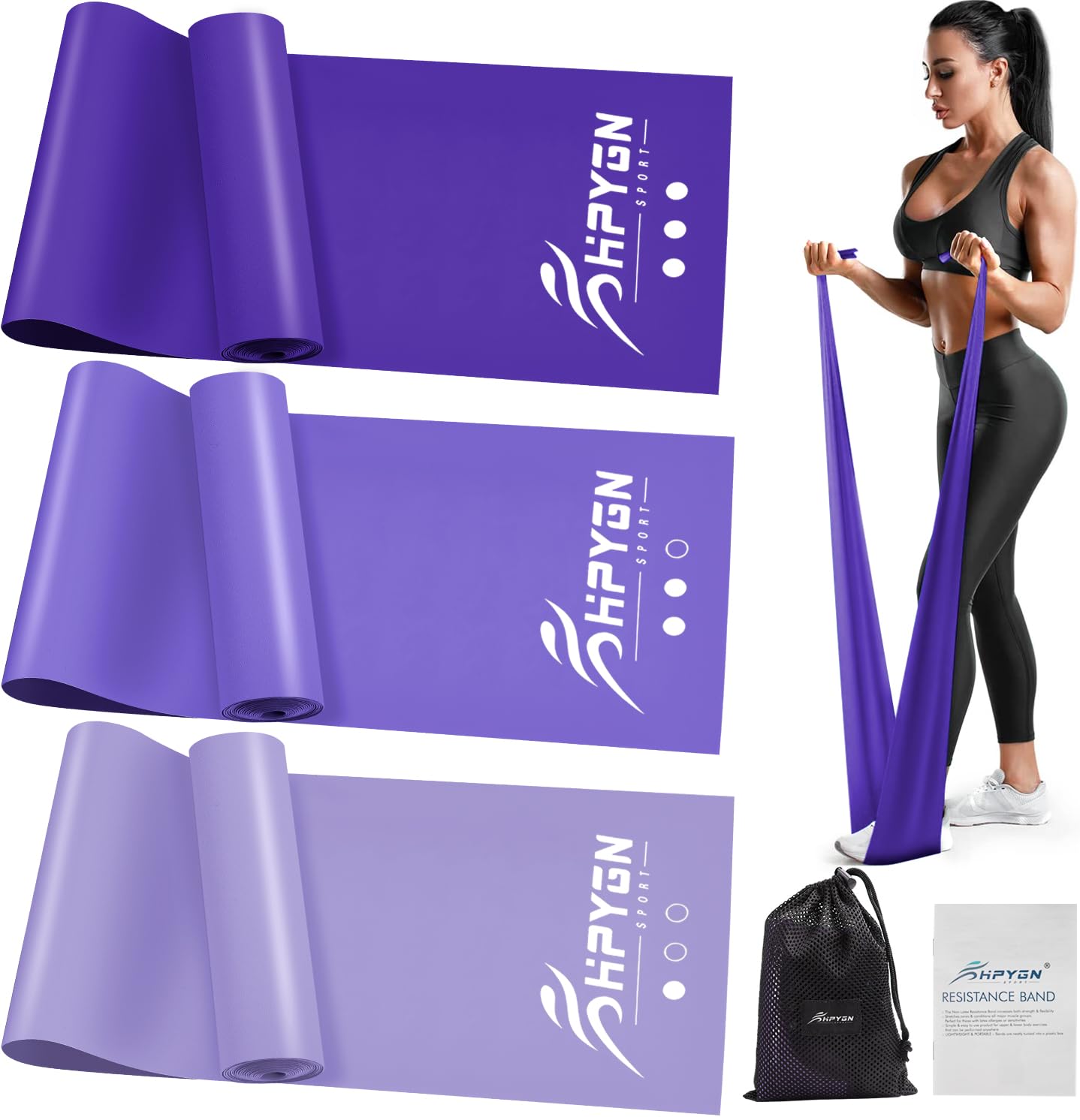 Resistance Bands, Exercise Bands, Physical Therapy Bands for Strength Training, Yoga, Pilates, Stretch Elastic Band with Different Strengths, Workout Bands for Home Gym