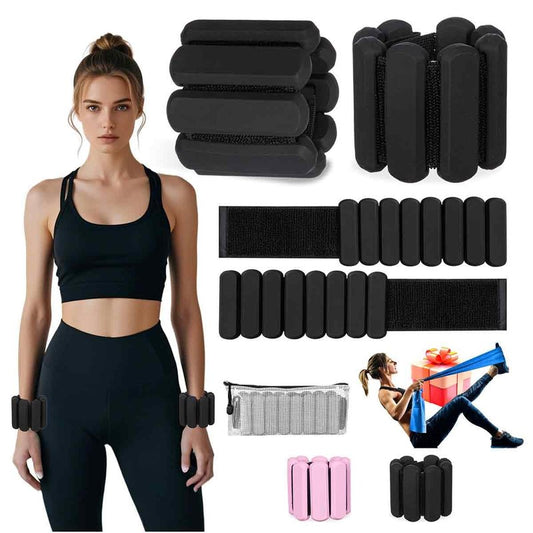 Ankle Weights for Women and Men, Set of 2 (1Lb Each) Adjustable Wrist Weighted Training Bracelet for Home Gym Workout,Strength Training Walkin Running, Foot weights for exercise(Black)