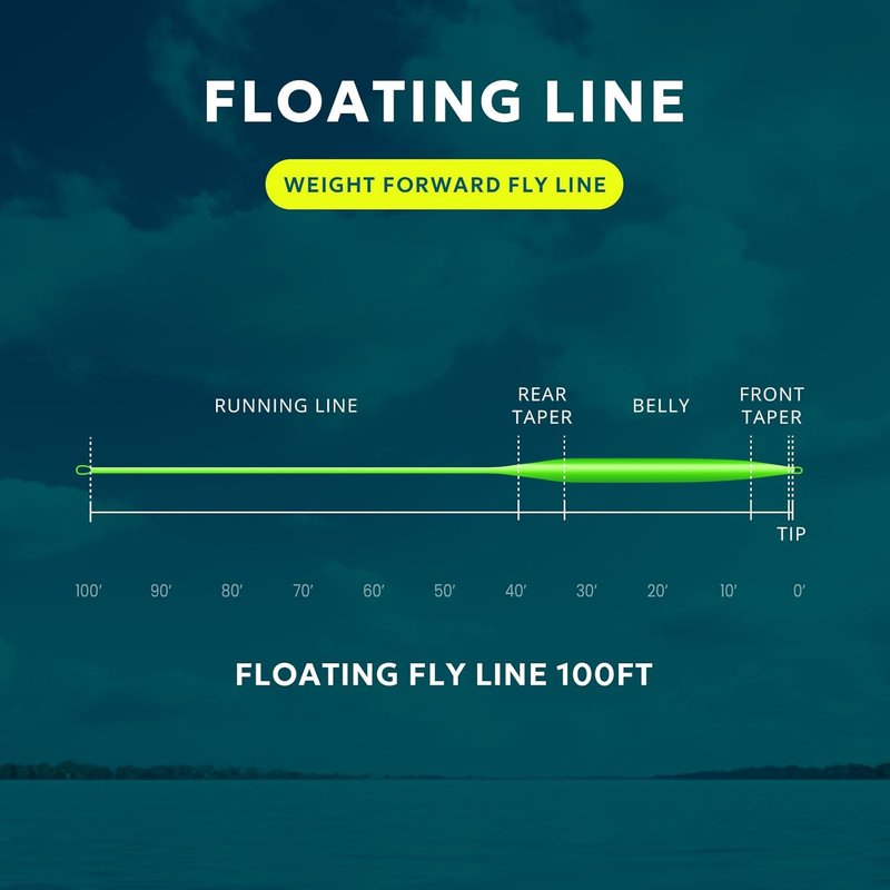 Fly Fishing Line - Weight Forward Floating Line for 3wt to 8wt | 100FT with Double Welded Loops