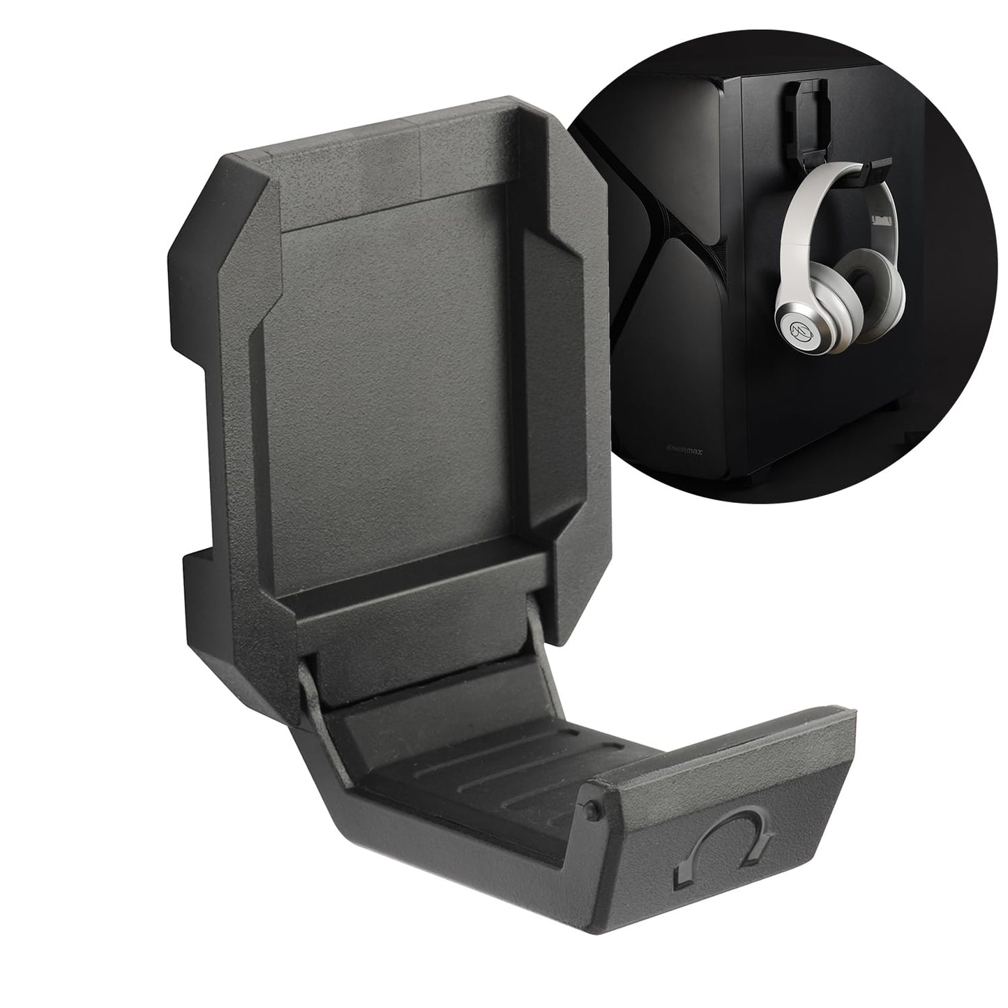 Enermax Magnetic Mounting Headset Holder with Metal Protection Foam, Provides up to 1 kg/2.2 lbs, Compatible with Computer/Gaming Headsets, Headphone of all Shapes and Sizes, EHB001