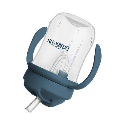 Dr. Brown's Milestones Baby's First Straw Cup, Training Cup with Weighted Straw, 9oz/270mL, Dark Blue, BPA Free, 6m+