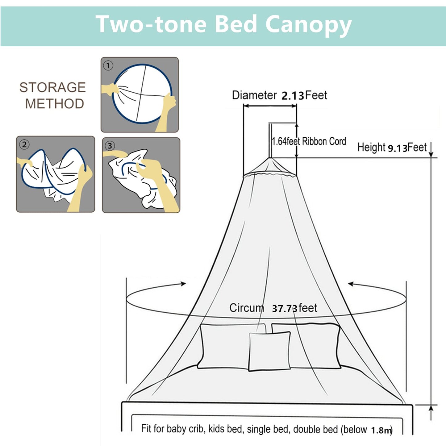 Eimilaly Lace Bed Canopy Mosquito Netting with Warm Lights, Princess Bed Canopy for Girls Room Decor, White/Single Door