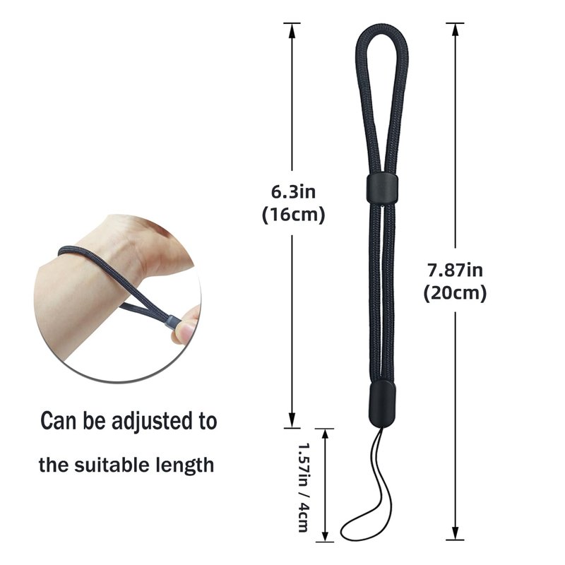 yuntop 5PCS Wrist lanyard, 7.8 inch Hand Wrist Strap Lanyard, Adjustable Nylon Wristlet Straps for Cell Phone, Camera, GoPro, PSP, USB Flash Drives, Flashlight (Black)