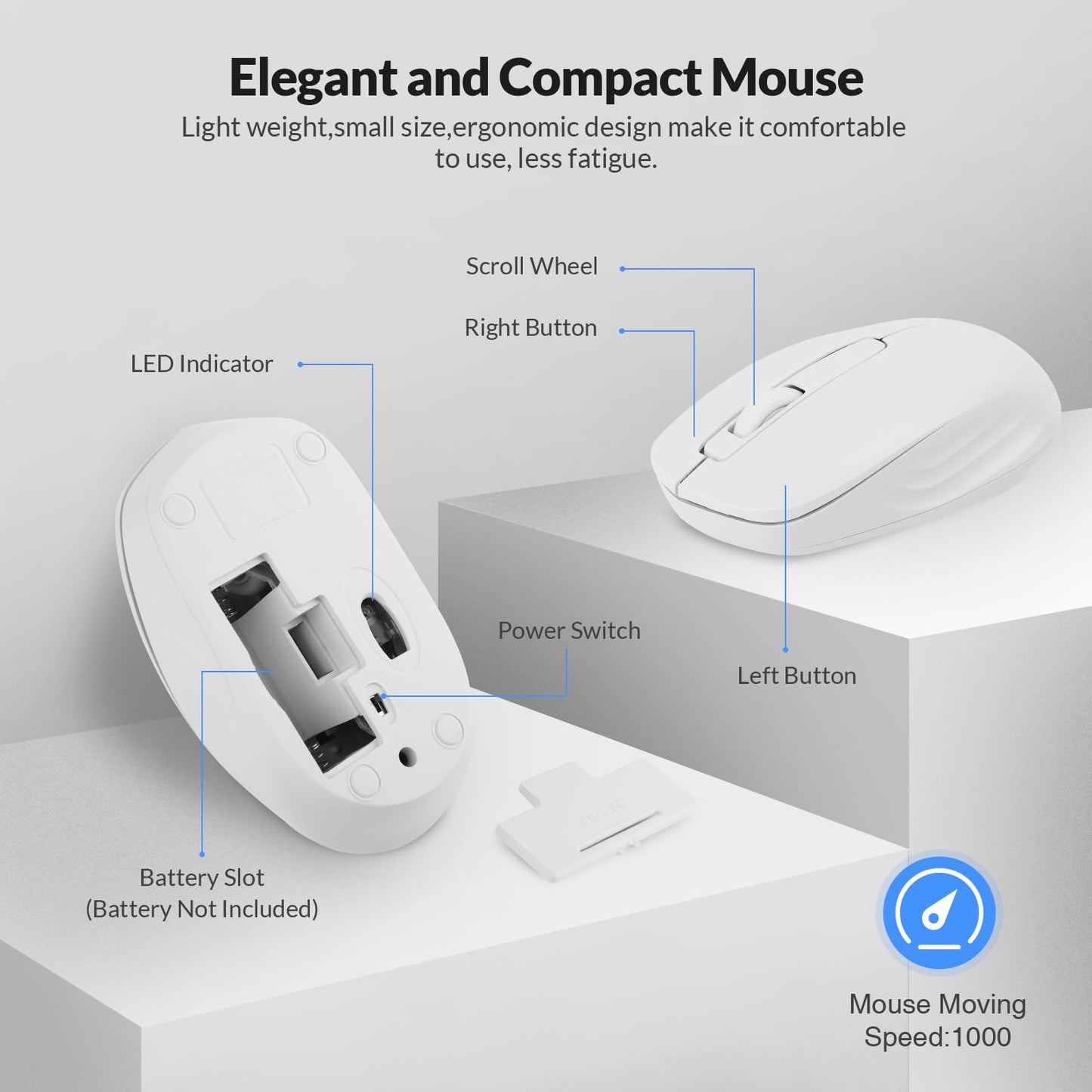 Wireless keyboard and Mouse,Rii RK200 Standard Full Size Keyboard and Mouse 104 Keys for Work Office Home UK Layout (AAA Batteries not Include)-White