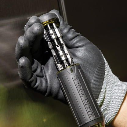 Klein Tools 32307 Multi-bit Tamperproof Screwdriver, 27-in-1 Tool with Torx, Hex, Torq and Spanner Bits with 1/4-Inch Nut Driver, Black/Yellow
