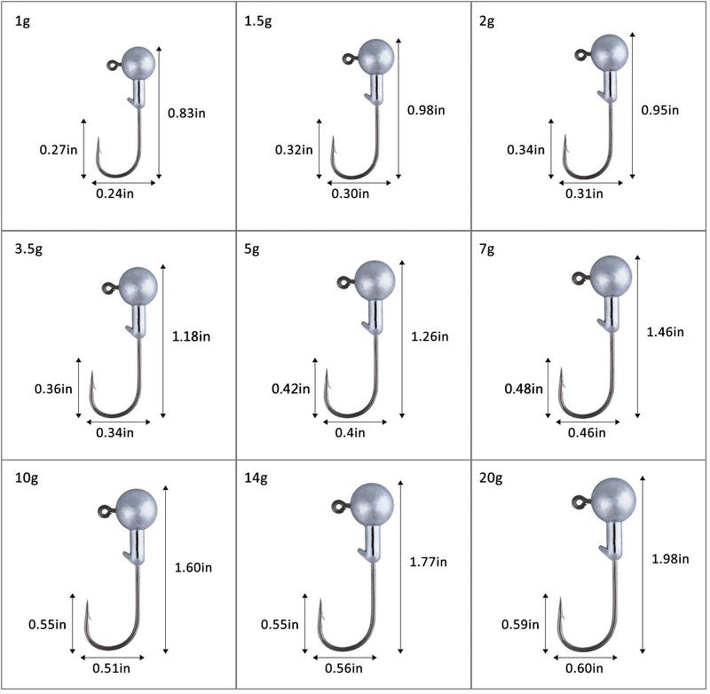 Goture Round Jig Head, Jig Head Hooks for Freshwater Saltwater Fishing, Swimbait Jig Heads with Fishing Box for TroutBass Fishing, Crappie Pro Jig Heads(3/16oz,50pcs)