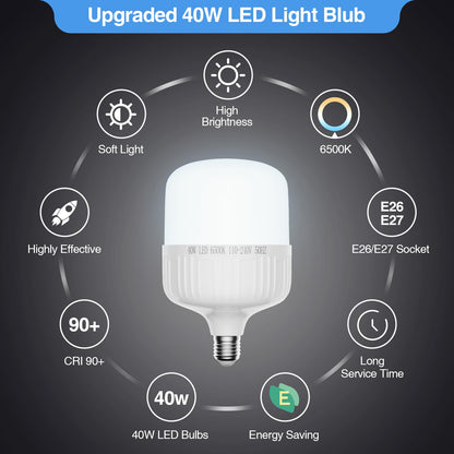 EMART Softbox Photography Lighting Kit, 20"x28" Professional Softbox Lighting Kit with 40W 6500K LED Bulbs, Studio Lights for Photography, Video Recording, Live Streaming, Portraits Shooting, Podcast