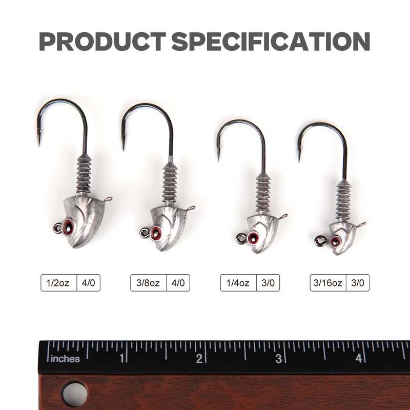 Swimbait Jig Heads with Stacked Cone Keeper, Minnow Style Eye Fishing Jighead 1/4oz (15 PCs)
