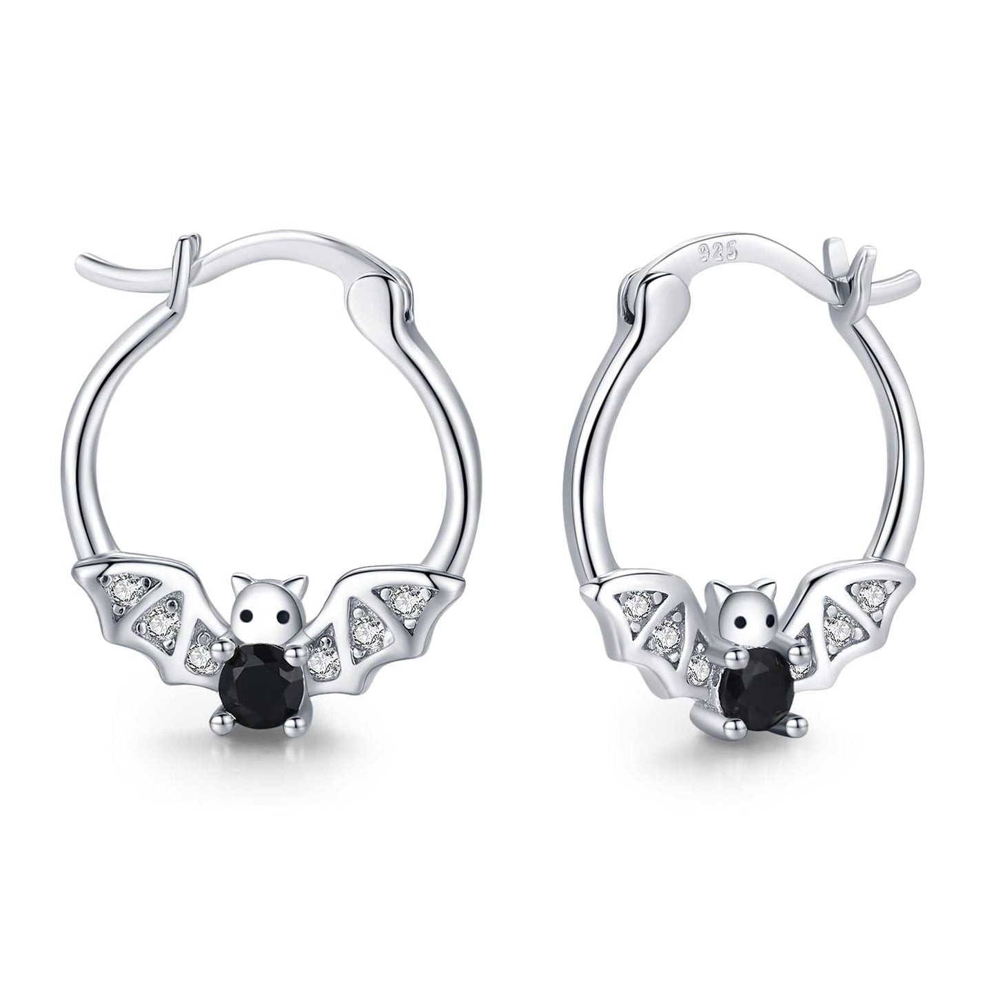 Bat Earrings 925 Sterling Silver Hypoallergenic Small Animal Huggie Hoop Earrings for Sensitive Ears Gothic Bat Jewelry Halloween Gifts for Women