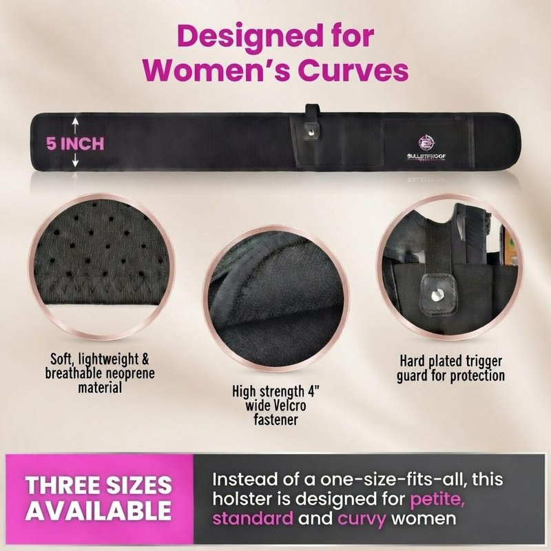 Belly Band Holster for Concealed Carry - Gun Holster for Women - Fits Glock, Smith Wesson, Taurus, Ruger, Sig, and More -Breathable Neoprene Waistband Holster for Most Pistols and Revolvers