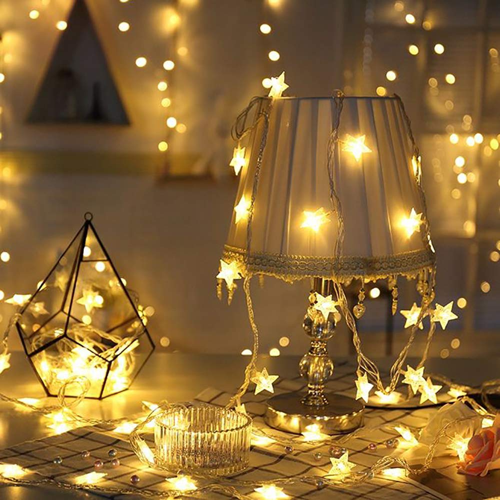Star String Lights Battery Operated 40 LED 19.6FT Twinkle Little Star Lights Indoor Starry Fairy Lights Warm White for Patio Wedding Bedroom Christmas Home Decoration