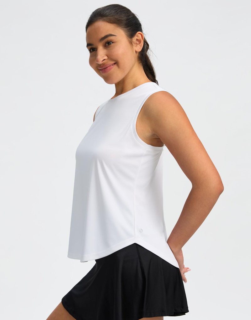 SANTINY Women's Sleeveless Workout Tops Lightweight Tennis Yoga Gym Athletic Running Shirts Racerback Tank Tops for Women (White_L)