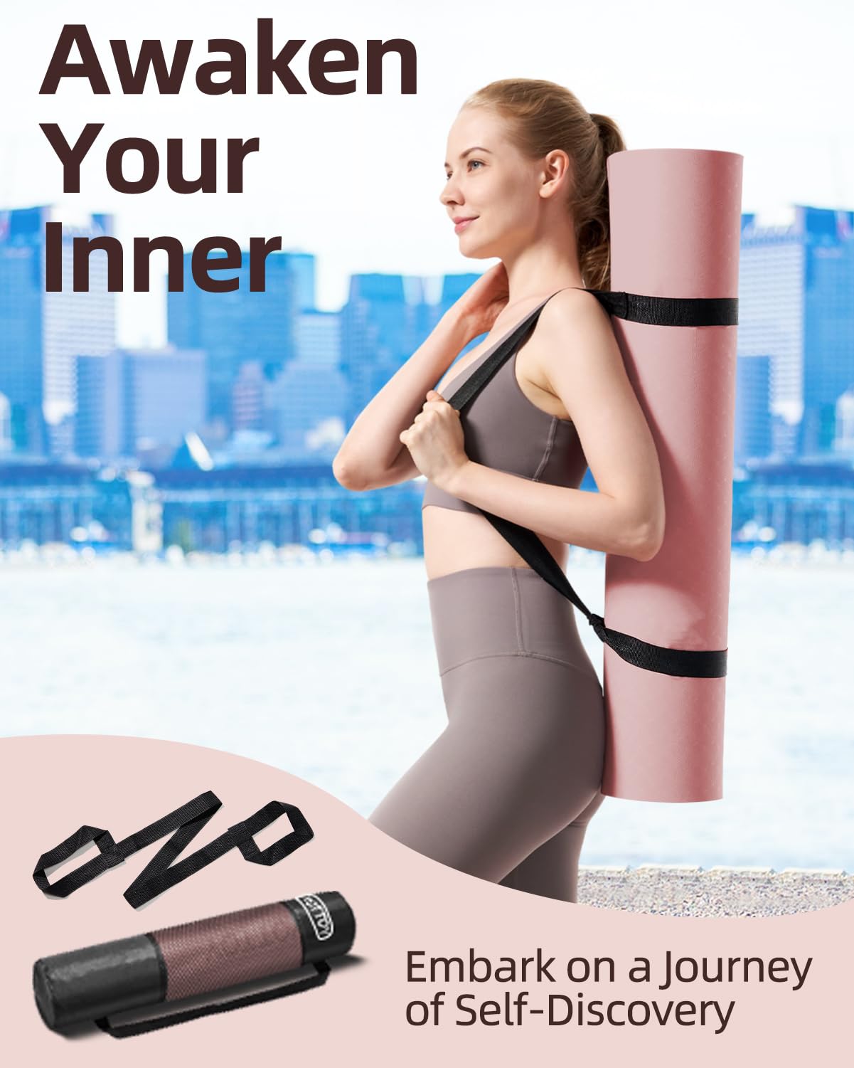 YOTTOY Yoga Mat, 72"x 32"x1/3" Extra Wide Non-Slip Exercise Fitness Yoga Mats,Eco-Friendly TPE Exercise Mats for Women Men Home Workout with Strap Bag