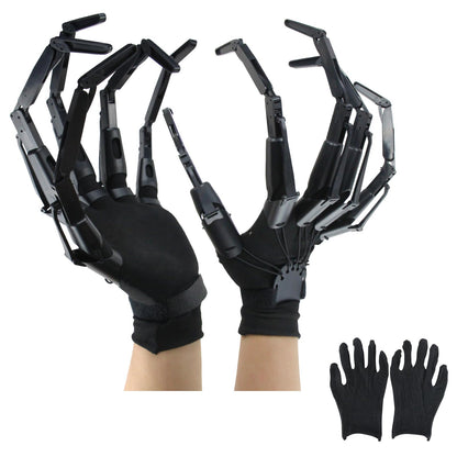 Halloween Articulated Fingers with Protective Gloves, Articulated Finger Extensions, Finger Claw with Protective Gloves, Scary and Flexible Skeleton Claws Hands, Halloween Props for Any Costume, Black