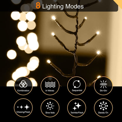 ANSIO® Christmas Lights 1000 LED 12m/39ft Cluster Christmas Tree Lights for Indoor & Outdoor Warm White Decorations Fairy Lights with Timer for Xmas Garden & Party | Mains Powered Green Cable