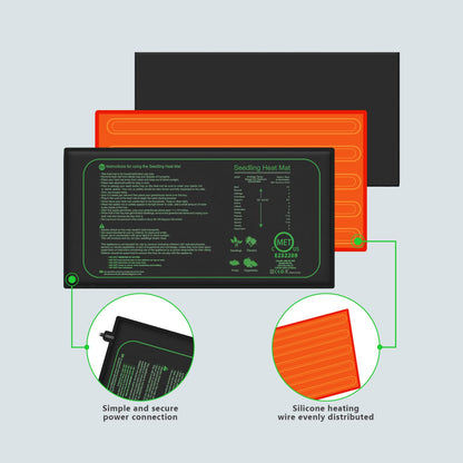 6-Pack Seed Starter Trays with 10"x20.75" Seedling Heat Mat for Indoor Home Gardening Seed Starting, 72-Cell Seed Starter Kit with Humidity Dome(12 Cells per Tray), MET Certified