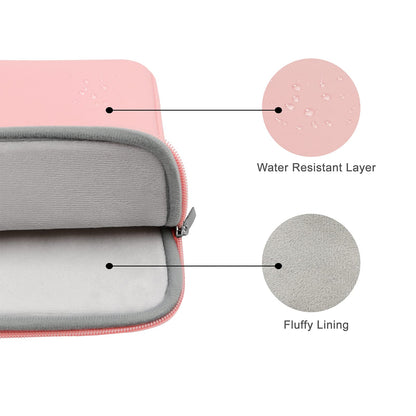 RAINYEAR 13 Inch Laptop Sleeve Soft PU Leather Case Water Resistant Padded Zipper Protective Carrying Bag Compatible with 13.3" Notebook Computer Chromebook Ultrabook(Pink)