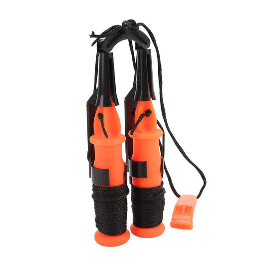 Life Saving Ice Pick, 2pcs Orange Handle Fishing Ice Picks Ice Safety Picks with Emergency Whistle Ice Fishing Picks for Camping Hiking Fishing(Black Rope)