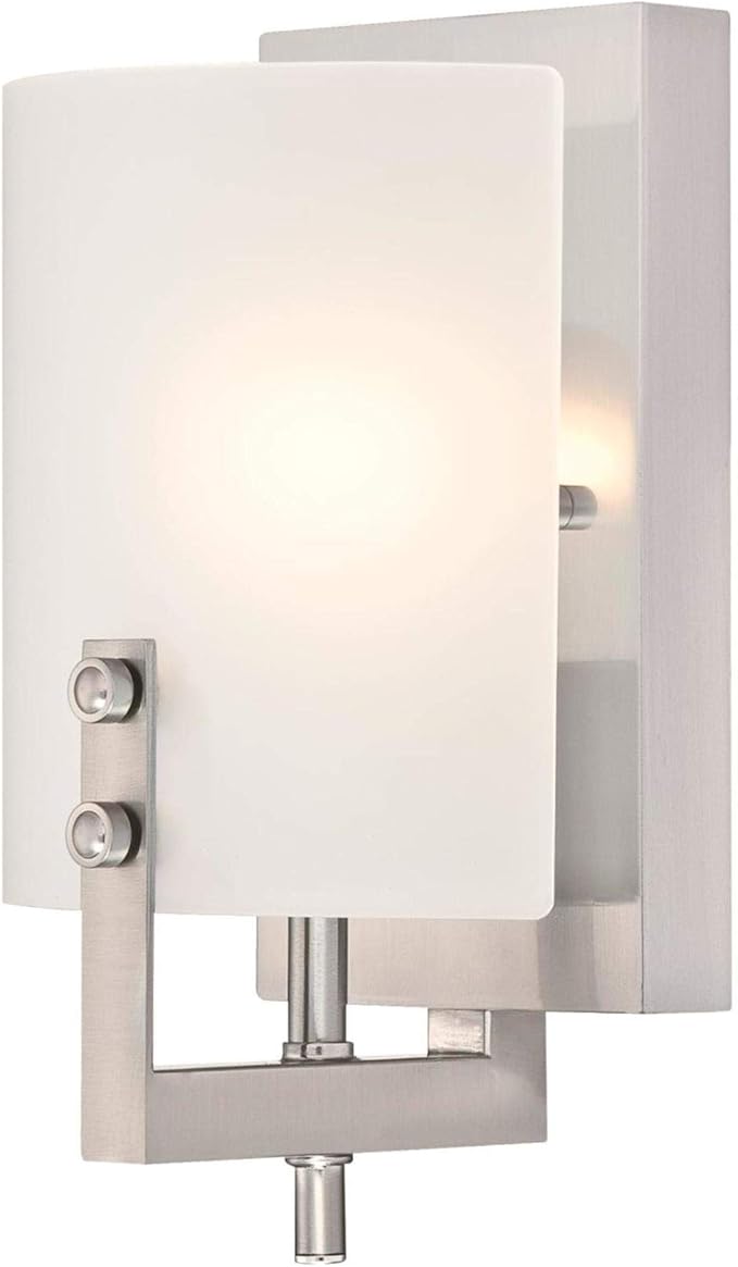 Westinghouse 6369500 Enzo James One Indoor Fixture, Finish Wall Sconce, 1-Light, Brushed Nickel Frosted Glass