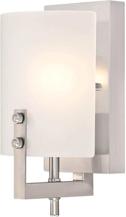 Westinghouse 6369500 Enzo James One Indoor Fixture, Finish Wall Sconce, 1-Light, Brushed Nickel Frosted Glass