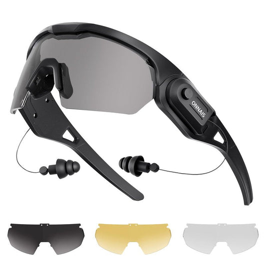 ONNAIS Shooting Glasses with Earplugs - ANSI Z87.1+ Safety Glasses with Detachable NRR 32dB Earplugs, Anti-Fog Eye Protection for Gun Range, Industrial Work, Cycling, Gifts for Men Women, Black