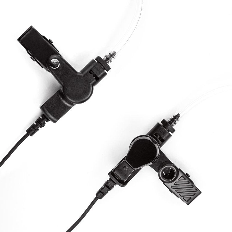 Covert Acoustic Tube Earpiece with Mic for Baofeng UV-5R Walkie Talkies, Surveillance Headset and PTT Compatible with 2 Way Radios Brands Baofeng and Kenwood, Puxing, Wouxun (Black)