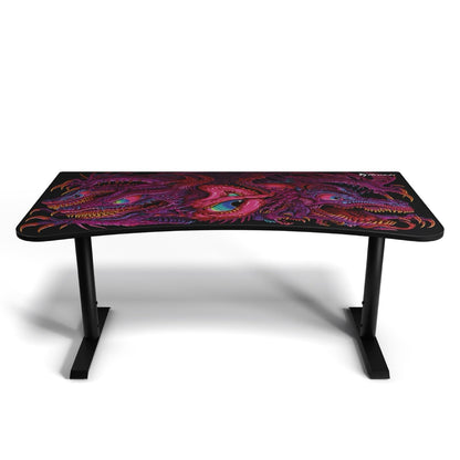 Arozzi Arena Special Edition Ultrawide Curved Gaming and Office Desk with Full Surface Water Resistant Desk Mat Custom Monitor Mount Cable Management Cut Outs - Crawling Chaos
