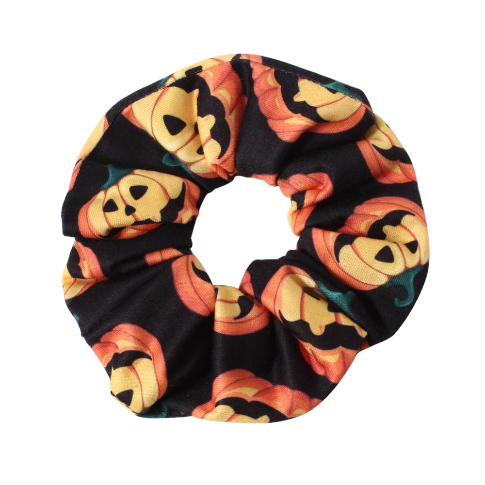 4pcs Halloween Hair Ties Elastics Hair Scrunchies Pumpkin Ghost Skeleton Spider Web Bats Hair Accessories for Women Girls Ponytail Holder Hair Band Ropes