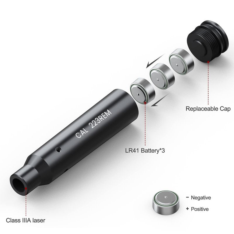 Feyachi Bore Sight 223 5.56mm Red Laser Zeroing Boresighter with 3 Sets of Batteries(Grey)