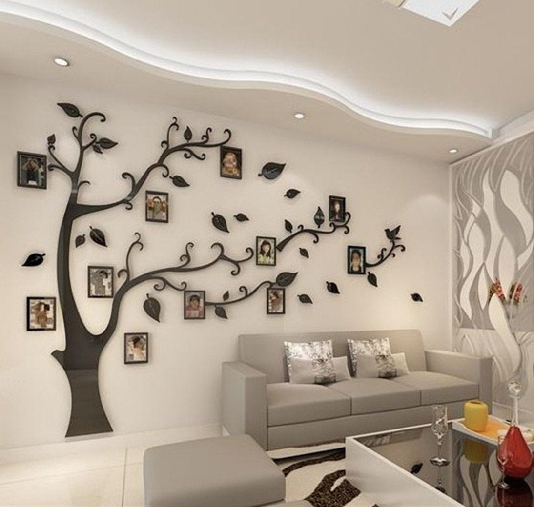 Tree Wall Stickers 3D DIY Tree Wall Decal Art Murals Large Family Photo Frames Tree Decoration for Living Room Bedroom Restaurant Home Decor