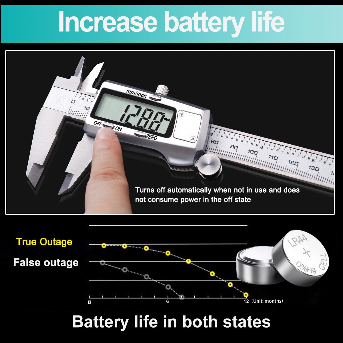 Kynup Digital Vernier Caliper, 150mm Electronic Calipers Measuring Tool, Precision Digital Tool Vernier Micrometer Measuring Tools with Mm/Inch/Fraction Conversion