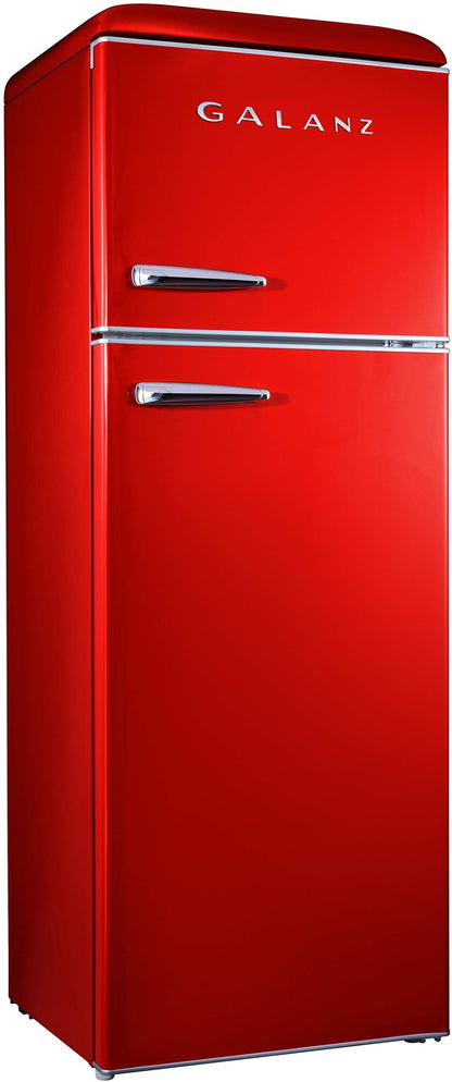 Galanz GLR12TRDEFR Refrigerator, Dual Door Fridge, Adjustable Electrical Thermostat Control with Top Mount Freezer Compartment, Retro Red, 12.0 Cu Ft