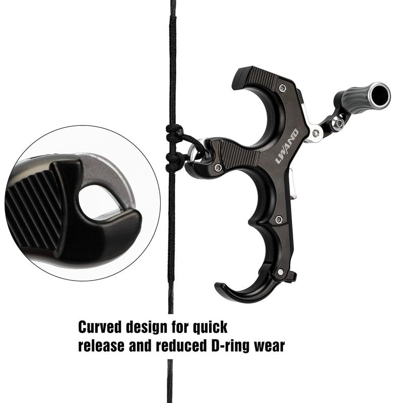 LWANO Thumb Bow Release - 3&4 Finger Adjustable Archery Compound Bow Release Aid, with Trigger Travel and Pressure Adjustable (Black)