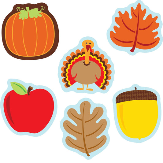 Carson Dellosa 36PC Fall Decor, Colorful Cardstock Acorns, Pumpkin, Autumn Leaves, Turkey, and Apple Cutouts for Classroom, Posterboard, Bulletin Board, Halloween and Thanksgiving Decorations